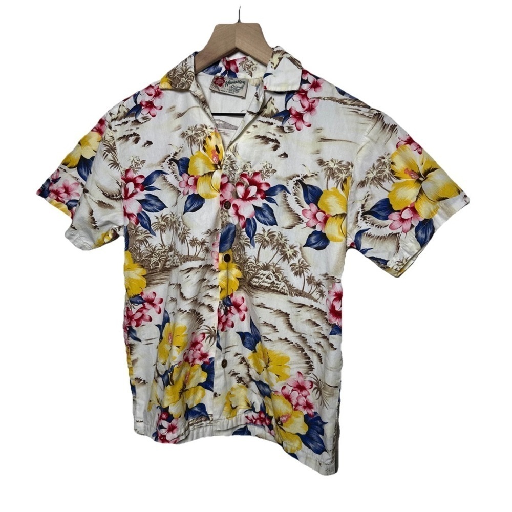 Hilo Hattie Top Floral Aloha Hawaiian Button Down Tropical USA Made Medium - Picture 4 of 13